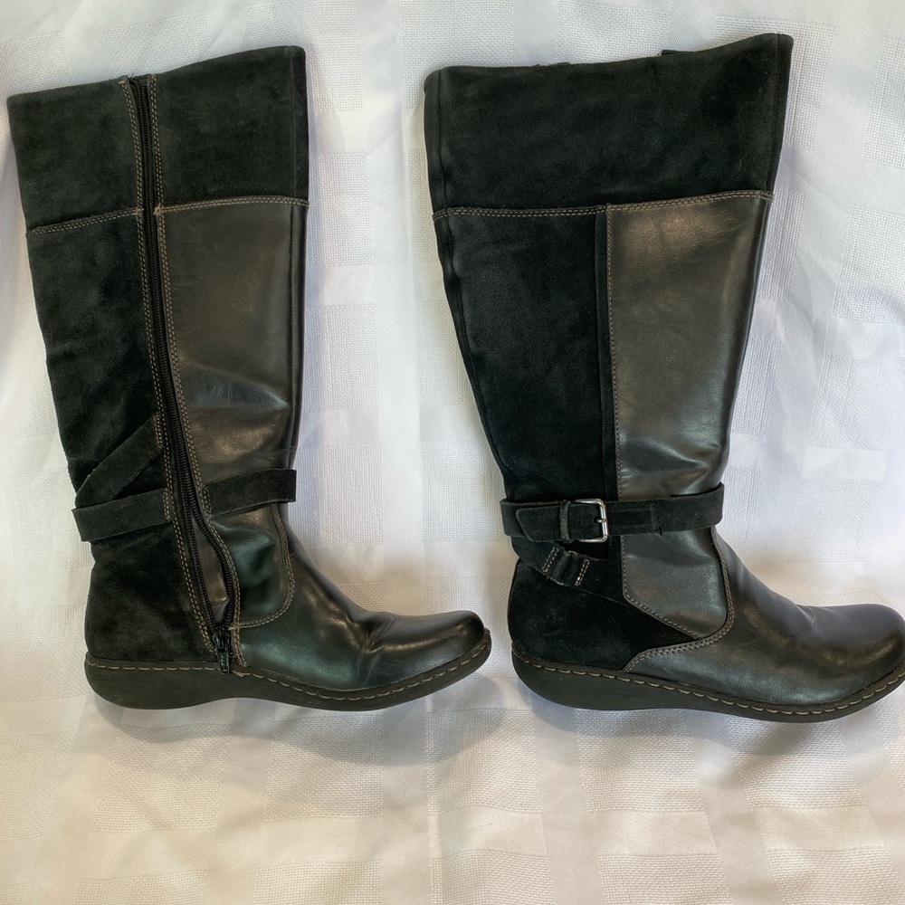 Clarks Leather Boots, Black, 8M